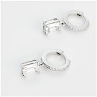 Revere 925 Sterling Silver Emerald Cut Cubic Zirconia Hoop Earrings