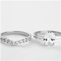 Revere Sterling Silver Two Cubic Zirconia Ring Set - Small
