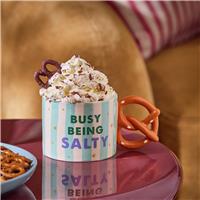 Argos Home Busy Being Salty Printed Mug with 3D Pretzel Handle