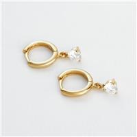 Revere Gold Plated Silver Round Cubic Zirconia Drop Huggies Earrings