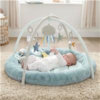 Mamas & Papas Comfy Padded Faux Fur Baby Playmat Gym - Blue