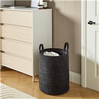 Argos Home Polyester Round Boucle Laundry Basket - Black