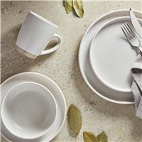 Barbary & Oak Avena 16 Piece Stoneware Dinner Set - White