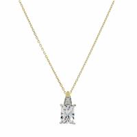 Pure Brilliance 9ct YG 1.05ct Diamond Emerald Solitaire Pendant Necklace