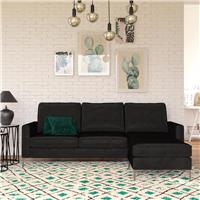 Novogratz Chapman Velvet Right Hand Corner Chaise Sofa-Black