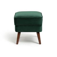 Habitat Callie Velvet Footstool - Forest Green
