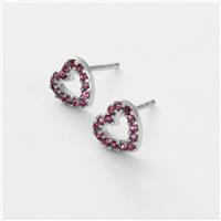 Revere Kids Sterling Silver Pink Cubic Zirconia Open Heart Stud Earrings