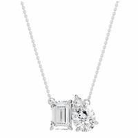 Pure Brilliance 9ct White Gold Emerald And Pear Cut Pendant Necklace