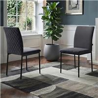 Dorel Pavia Pair Of Velvet Dining Chairs - Grey