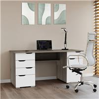 Dorel Kentucky 4 Drawer Office Desk - Dark Oak & White