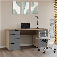 Dorel Kentucky 4 Drawer Office Desk - Light Oak & Grey