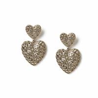 Freedom Textured Double Heart Drop Earrings