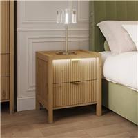 XR Living Dakota 2 Drawer Bedside Table with App Controlled LED - Natural
