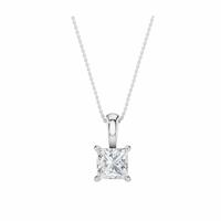 Pure Brilliance 9ct White Gold Princess Cut Pendant Necklace