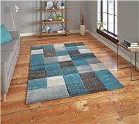 Think Rugs Brooklyn Geometric Blue and Grey Rug - 160x220cm