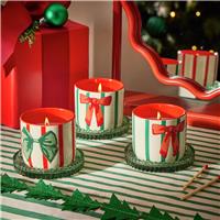 Argos Home Christmas 3 Piece Ceramic Bow Candles - Christmas Cookie