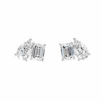 Pure Brilliance 9ct White Gold 2ct Diamond Emerald Cut Stud Earrings