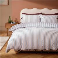 Habitat Cotton Stripe with Ties Blue Bedding Set - Superking