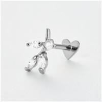 Revere Sterling Silver Cubic Zirconia Leaf Flatback Single Stud Earring