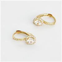 Revere 0.5 Micron Gold Plated 925 Sterling Silver Halo Huggies Drop Earrings