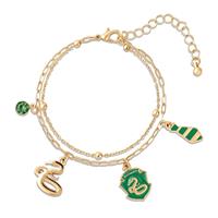 Harry Potter Gold Tone Slytherin Charms Layered Bracelet