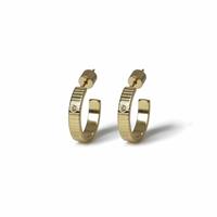 Freedom Heart Ridged Stainless Steel Hoop Earrings