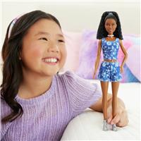 Fashionistas Style Doll in Blue Floral Shorts & Top, Black Hair
