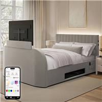 XR Living Maisie Double 5.1 Audio Ottoman TV Bed with Lights - Grey