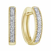 Pure Brilliance 9ct Yellow Gold 0.25ct Diamond Round Brilliant Cut Hoop Earrings