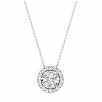 Pure Brilliance 9ct White Gold 0.85ct Diamond Round Halo Pendant Necklace