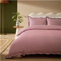 Argos Home Brushed Cotton Red Stripe Wavy Edge Bedding Set - King size