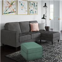 Dorel Strummer Velvet Right Hand Corner Chaise Sofa - Grey