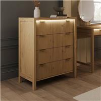 XR Living Dakota 4 Drawer Chest With App Controlled LED - Natural