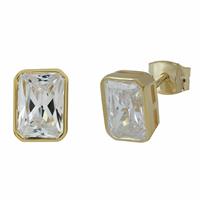 Pure Brilliance 9ct Yellow Gold Lab Grown 2ct Diamond Emerald Stud Earrings