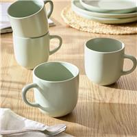 Habitat Set of 4 Matte Stoneware Mugs - Sage green