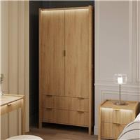 XR Living Dakota 2 Door 2 Drawer Wardrobe With App Controlled LED - Oak
