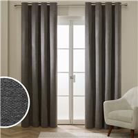 Habitat Basket Weave Blackout Eyelet Curtain - Grey - 168x229cm
