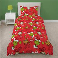 The Grinch Kids Welcome Christmas Fleece Red Bedding Set - Single