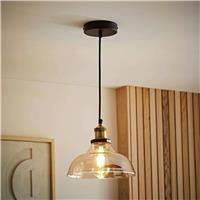 ValueLights Wallace Metal LED Amber Glass Pendant Ceiling Light - Black