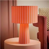 ValueLights Thorley Fabric LED Stripe Table Lamp - Orange