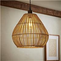 ValueLights Vine Brown Rattan Teardrop Easy Fit Lampshade - 34cm