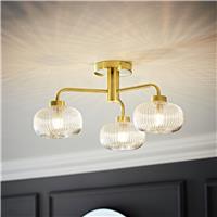 ValueLights Amaia Metal 3-Light Bathroom Flush Ceiling Light - Gold