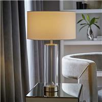 ValueLights Balan LED Brushed Chrome Table Lamp With Drum Shade - White