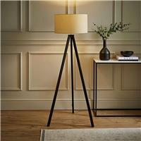 ValueLights Barbro Wooden Tripod Floor Lamp - Black