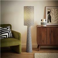 ValueLights Bertie Leopard Print Column Floor Lamp - Natural