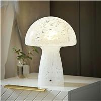 ValueLights Beau Glass Confetti Mushroom Table Lamp With Tapered Lampshade-White