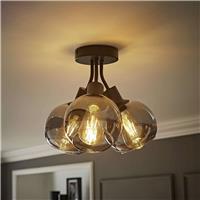 ValueLights Bellamy Metal 3-Light Flush Ceiling Light - Black