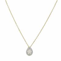 Pure Brilliance 9ct Yellow Gold 0.32ct Diamond Pear Halo Pendant Necklace