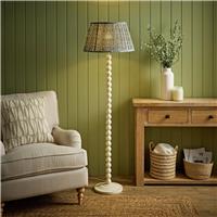 ValueLights Bobble Wooden Floral Statement Floor Lamp - Cream