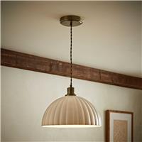 ValueLights Bourton Metal LED Ribbed Dome Pendant Ceiling Light - Gold